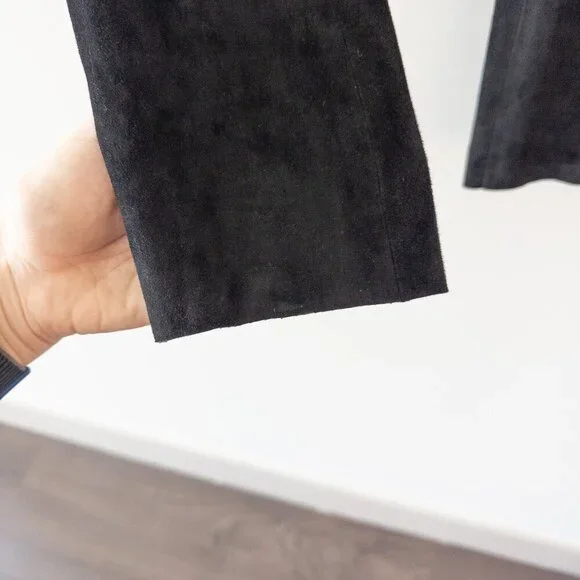 Joseph $1200 Slim Fit Suede Leggings 100% Lambskin with Stretch in Black - Picture 11 of 14